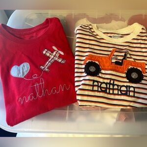 Embroidered shirts, monogrammed for Nathan